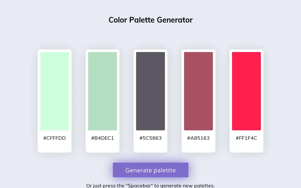 Color palette landinge page