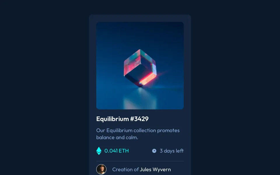 NFT preview card page frontend mentor challenge thumbnail