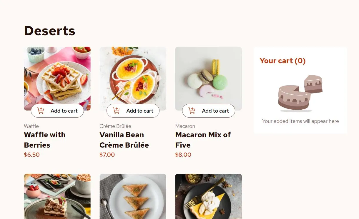 	Product list with cart