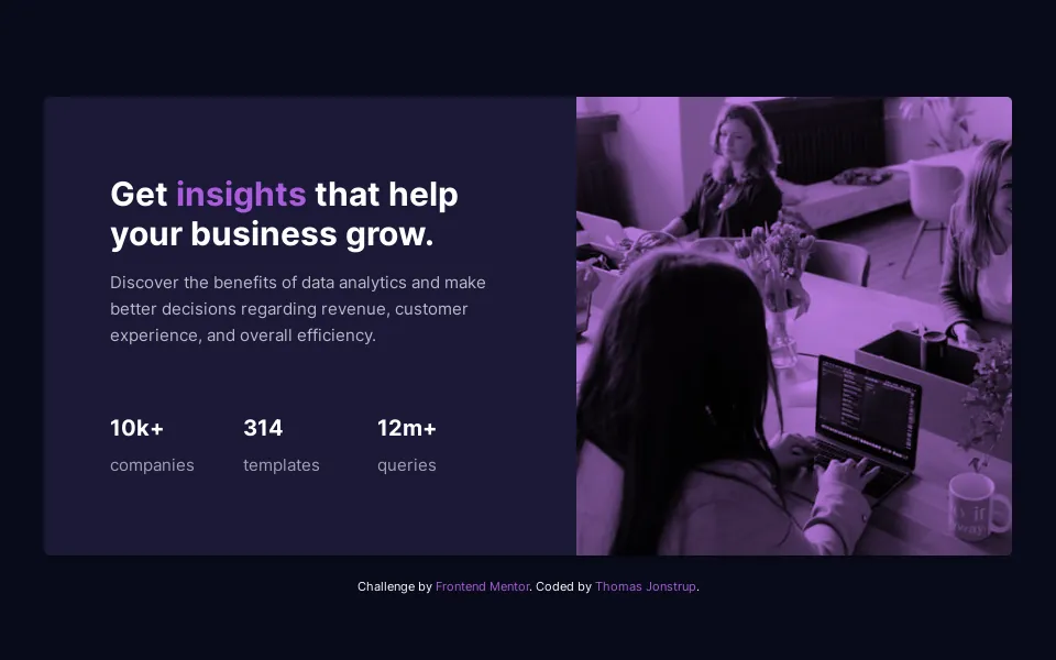 Frontend Mentor Challenge stats preview website thumbnail